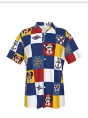 Men’s ' Nautical Patchwork Short Sleeve Shirt - Red, Blue, Yellow